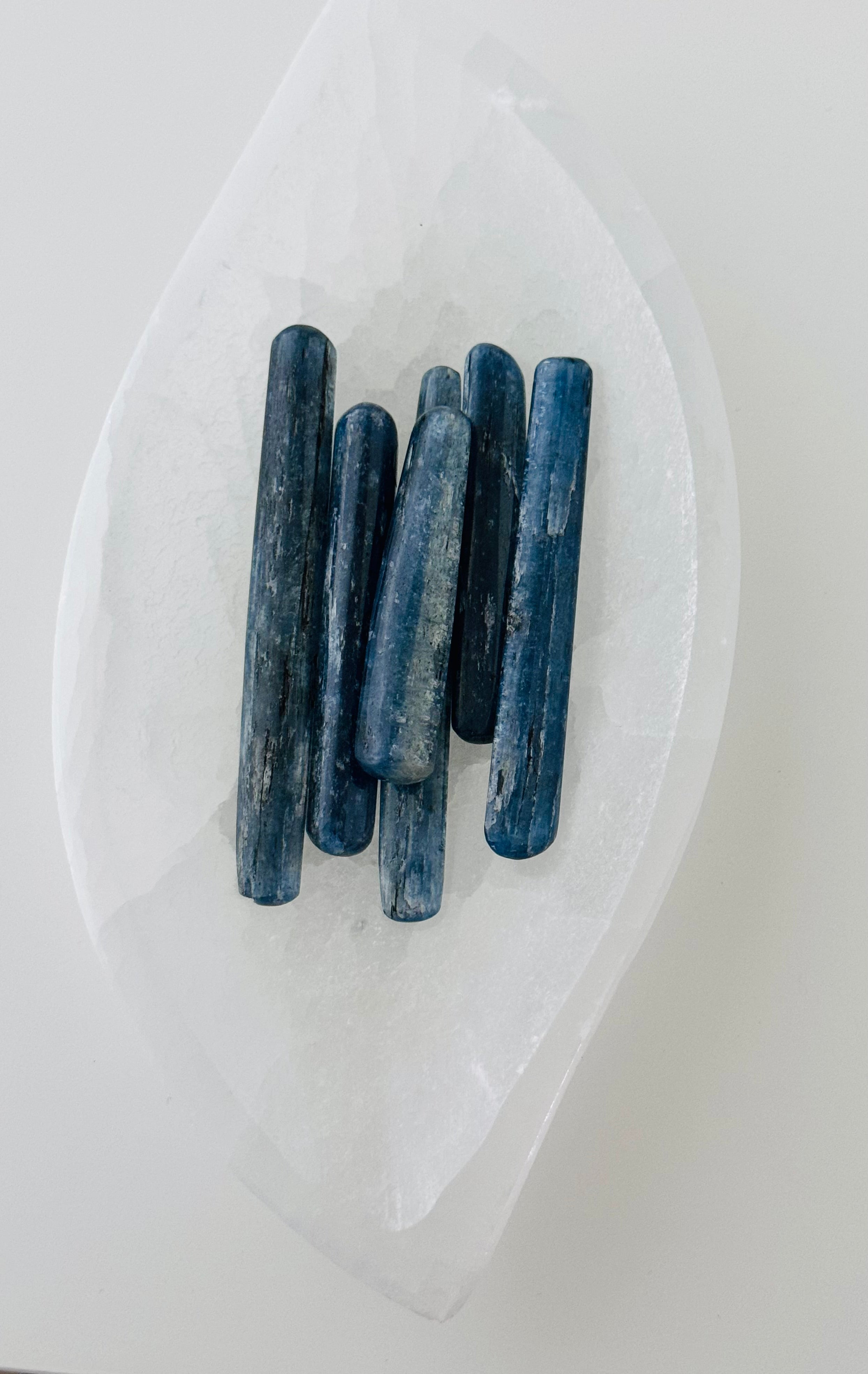 Blue Kyanite with Black Mica Polished Wand